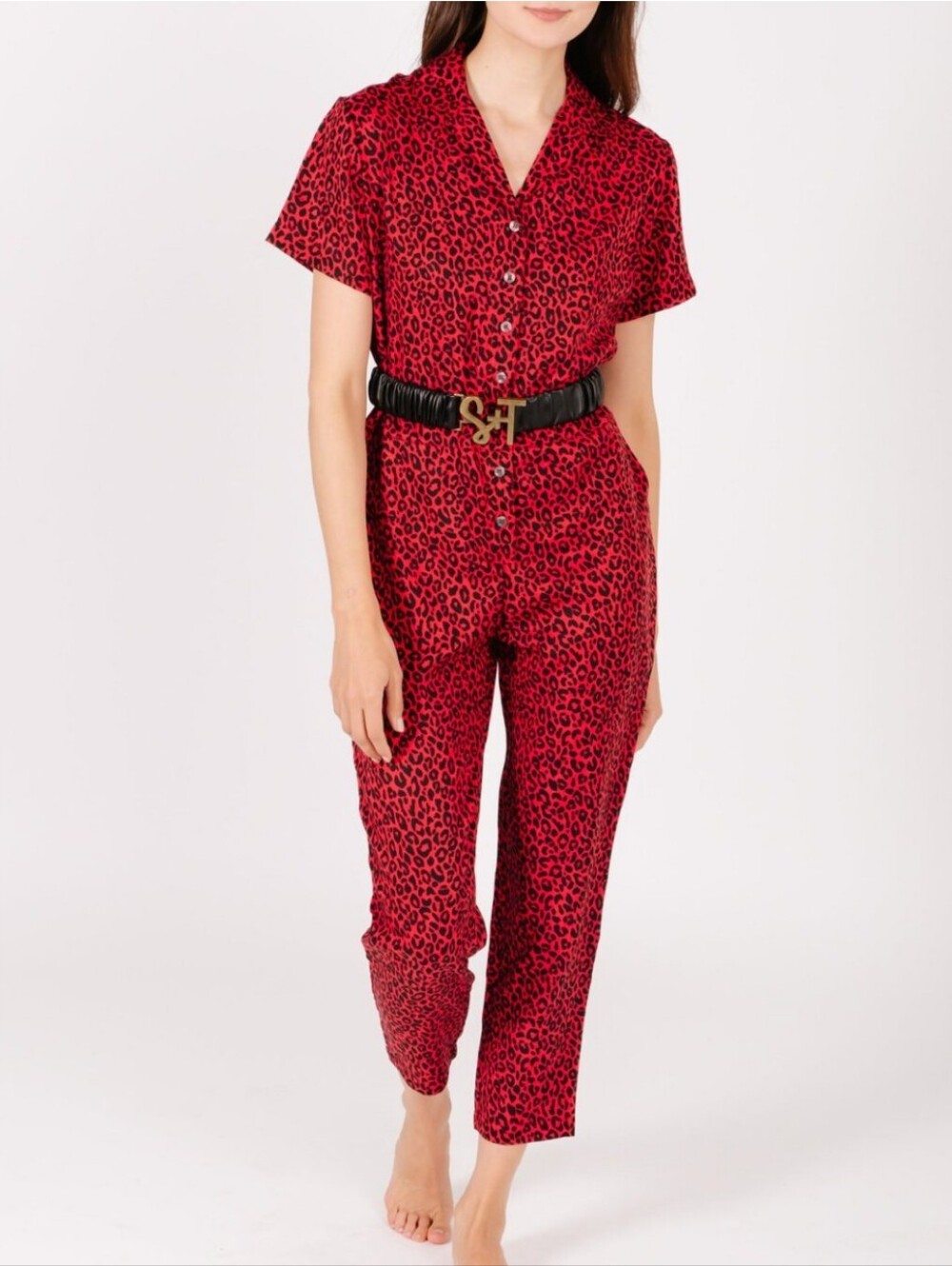NWOT Leopard Print Smash + Tess Roxy Romper in Roaring Red